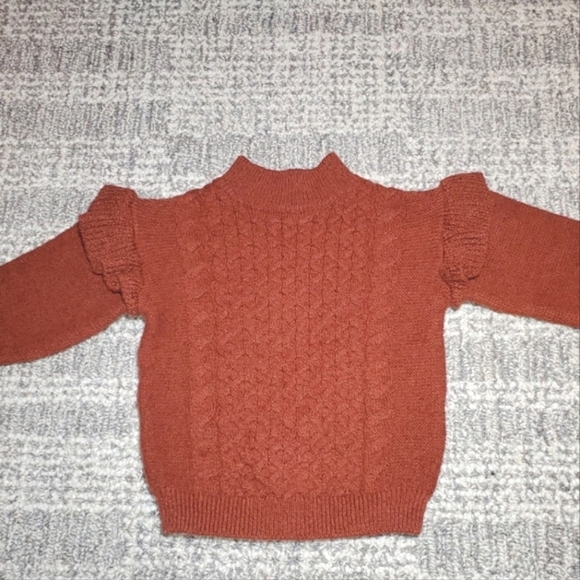 Old Navy Toddler Girl's Mock-Neck Ruffle-Trim Cable Knit Sweater - Picture 2 of 8
